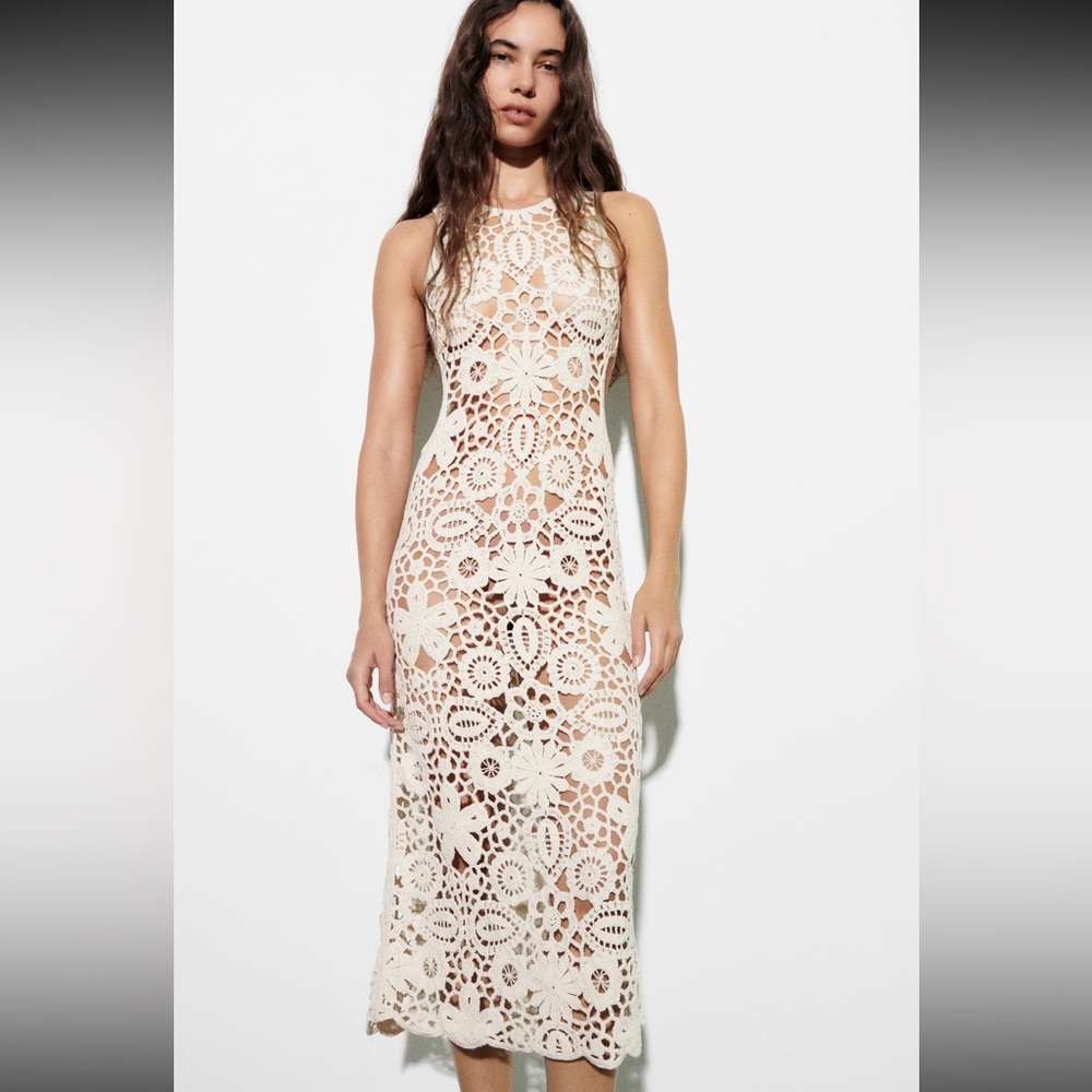 zara long knit dress w cut outs - size M - never worn!